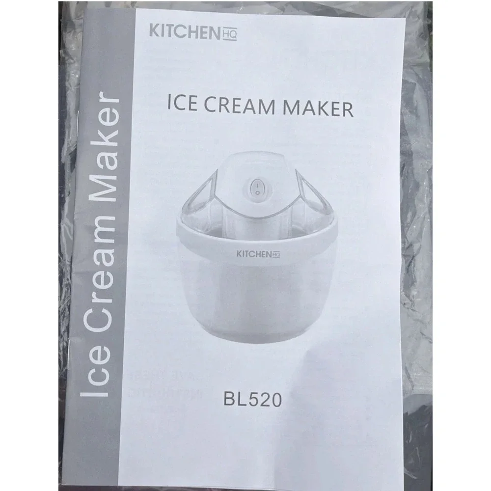 KitchenHQ BL520 Electric Ice Cream Maker 1 Pint White  100W Freezer Bowl NEW